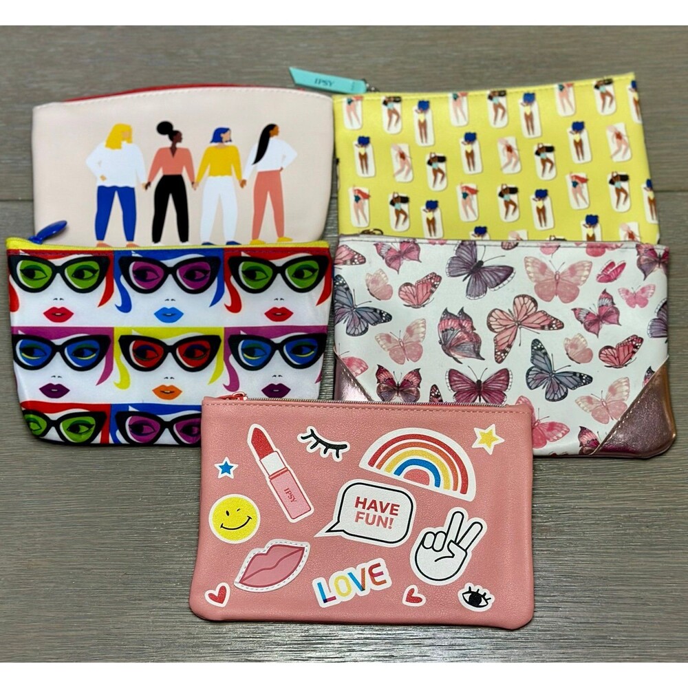 Ipsy Cute Bag Bundle Trendy Makeup Bags Lot Butterfly Sunglasses Women Prints